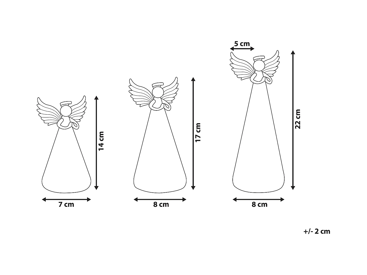 Zestaw 3 figurek LED aniołów biały KITTILA