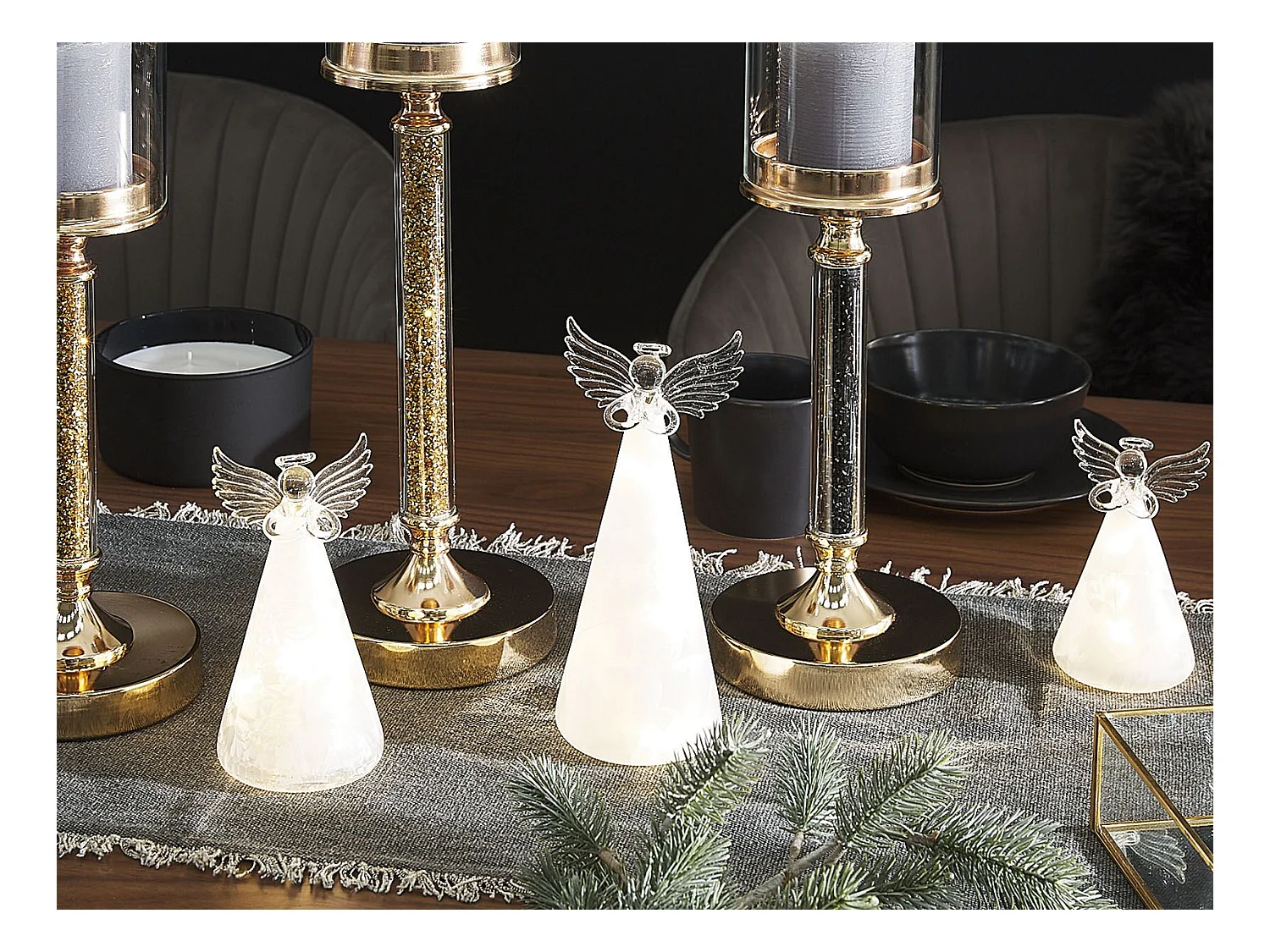 Lot de 3 figurines LED KITTILA Ange 14/17/22 cm Blanc