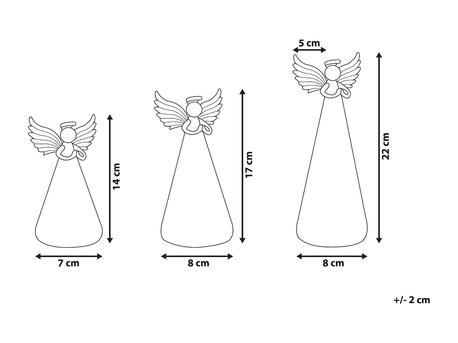 Zestaw 3 figurek LED aniołów biały KITTILA