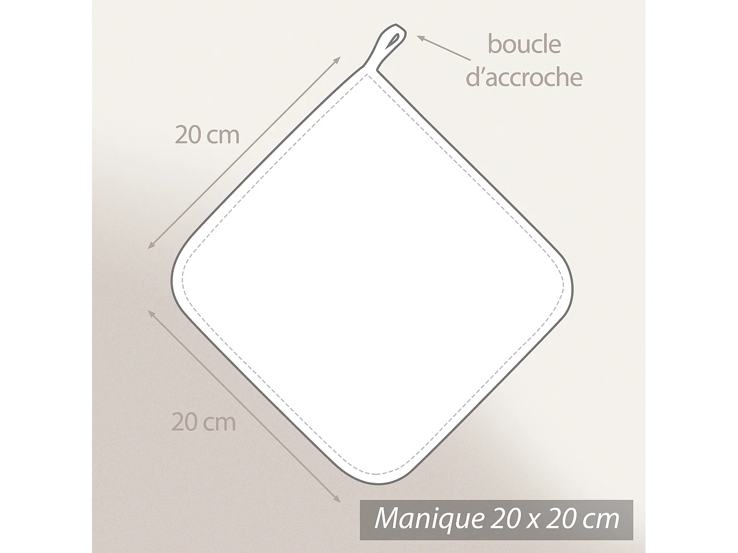 Manique de cuisine 20x20 cm matelassée coton LINE Bleu