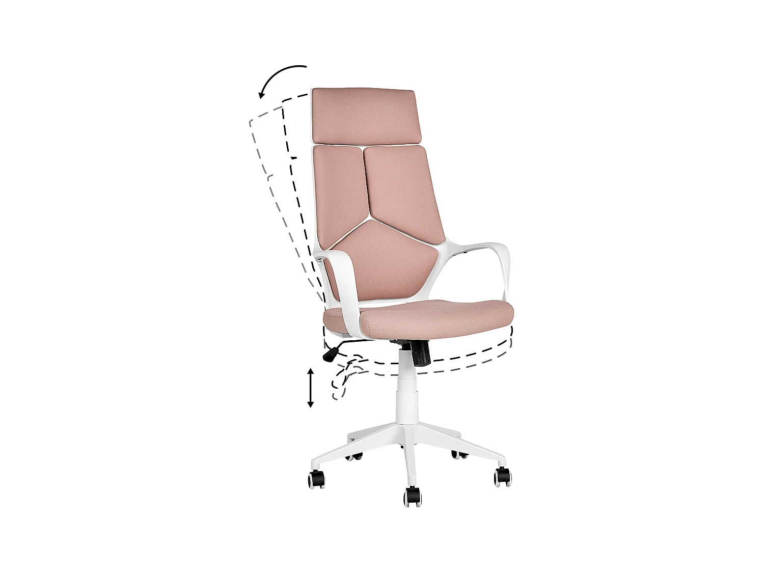 Bürostuhl rosa höhenverstellbar mit Armlehnen bremsbaren Rollen modern Delight