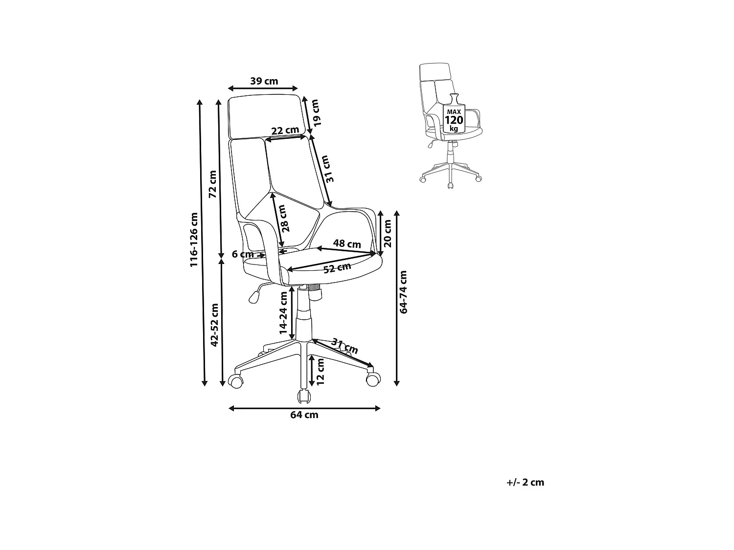 Bureaustoel Draaibaar DELIGHT Zandbeige