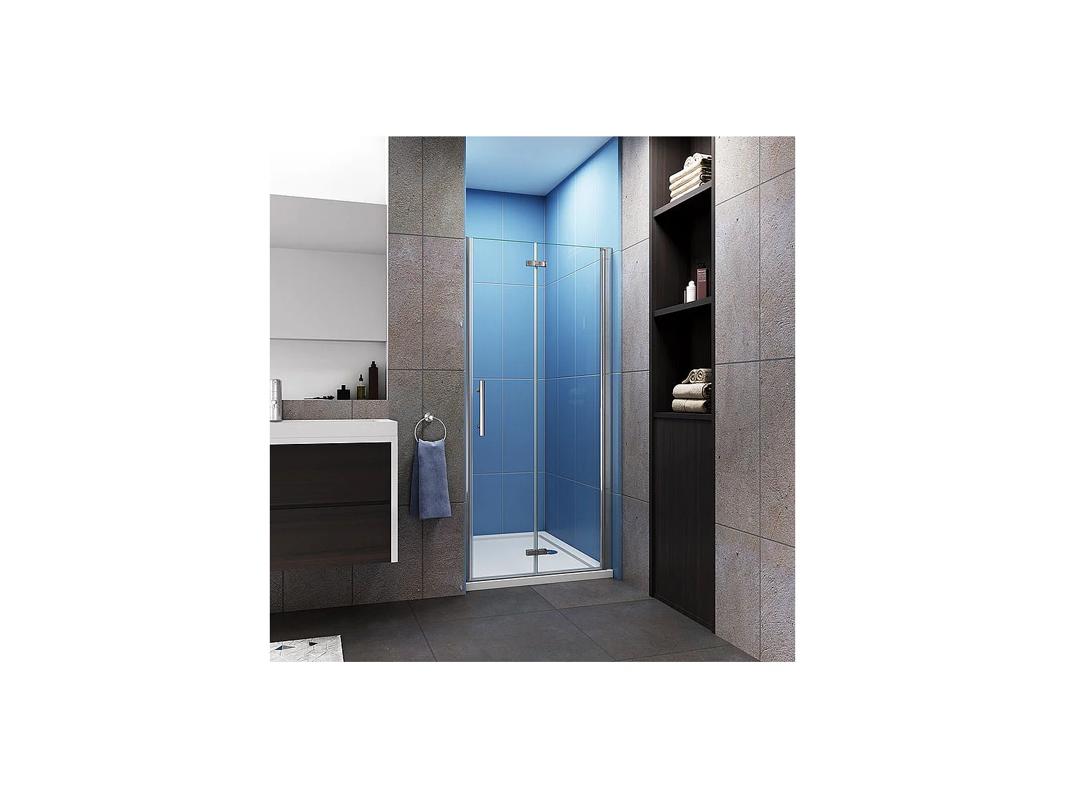 Porte de douche pivotante et pliante porte de douche 80x185cm en 6mm verre trempé anticalcaire
