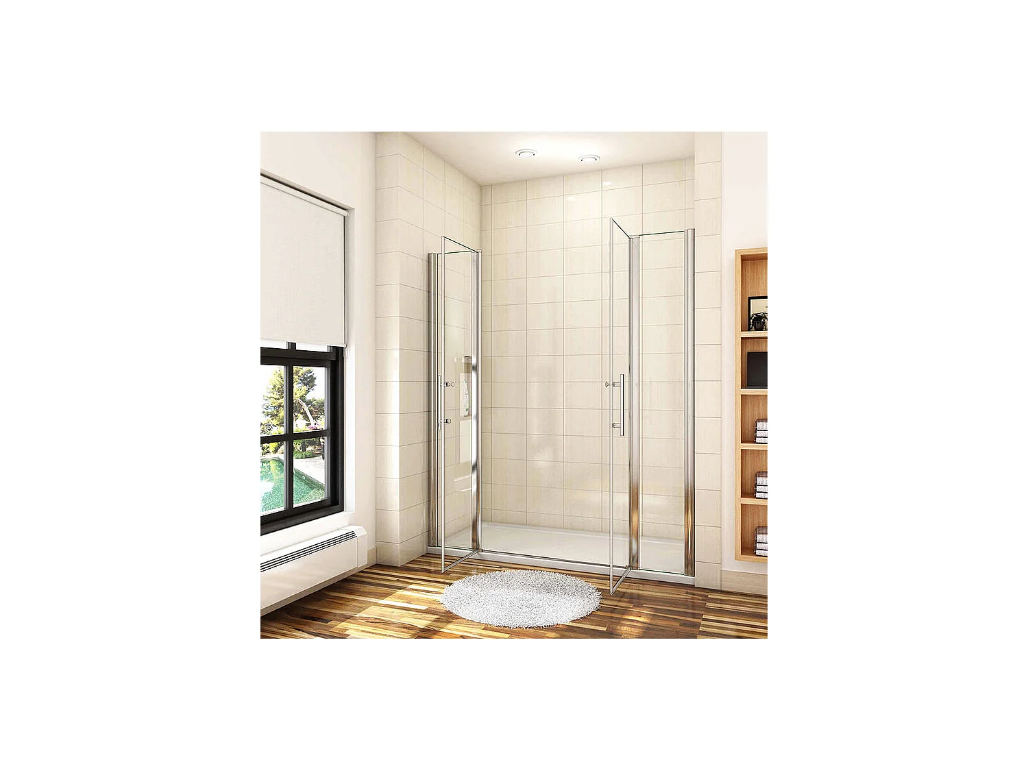 Draaiende douchedeur hoogte 197cm, verstelbare breedte 134 tot 139,4cm, draaiwand 180 ° met 2 bevestigingselementen -6mm transparant glas