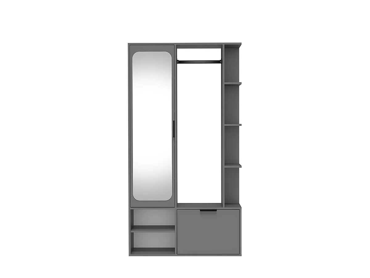 NIVALA Flurgarderobe mit Spiegel und Schuhschrank in Grau
