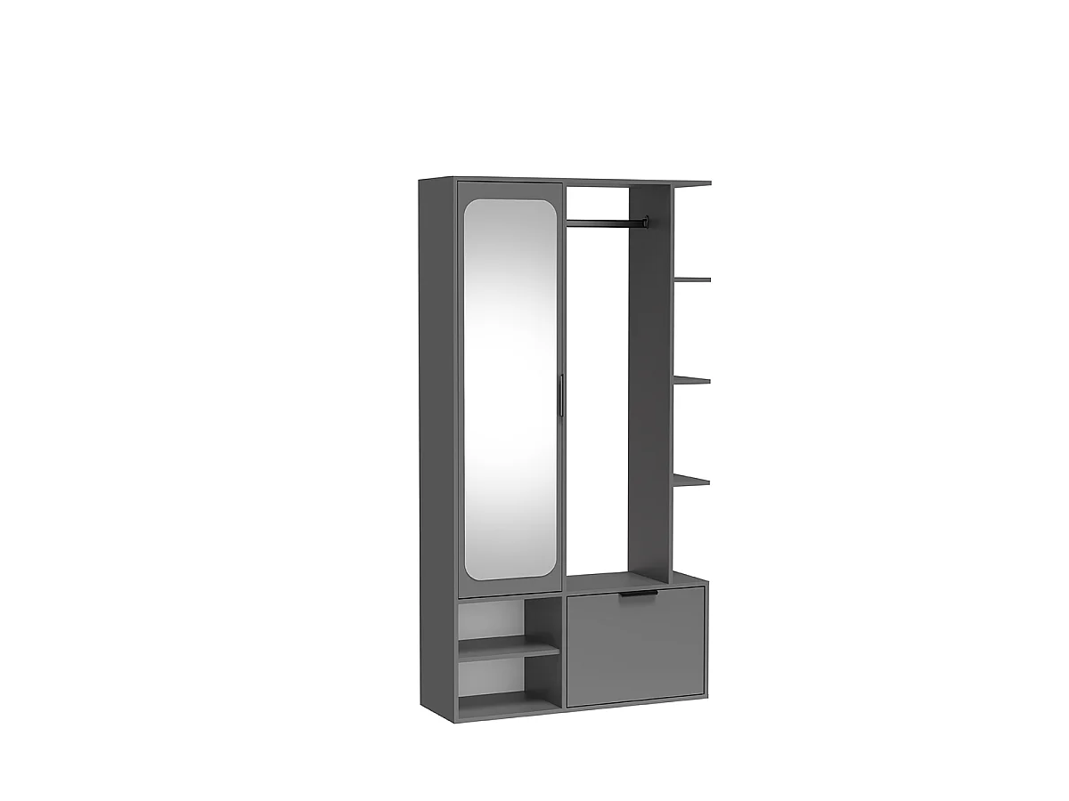 NIVALA Flurgarderobe mit Spiegel und Schuhschrank in Grau