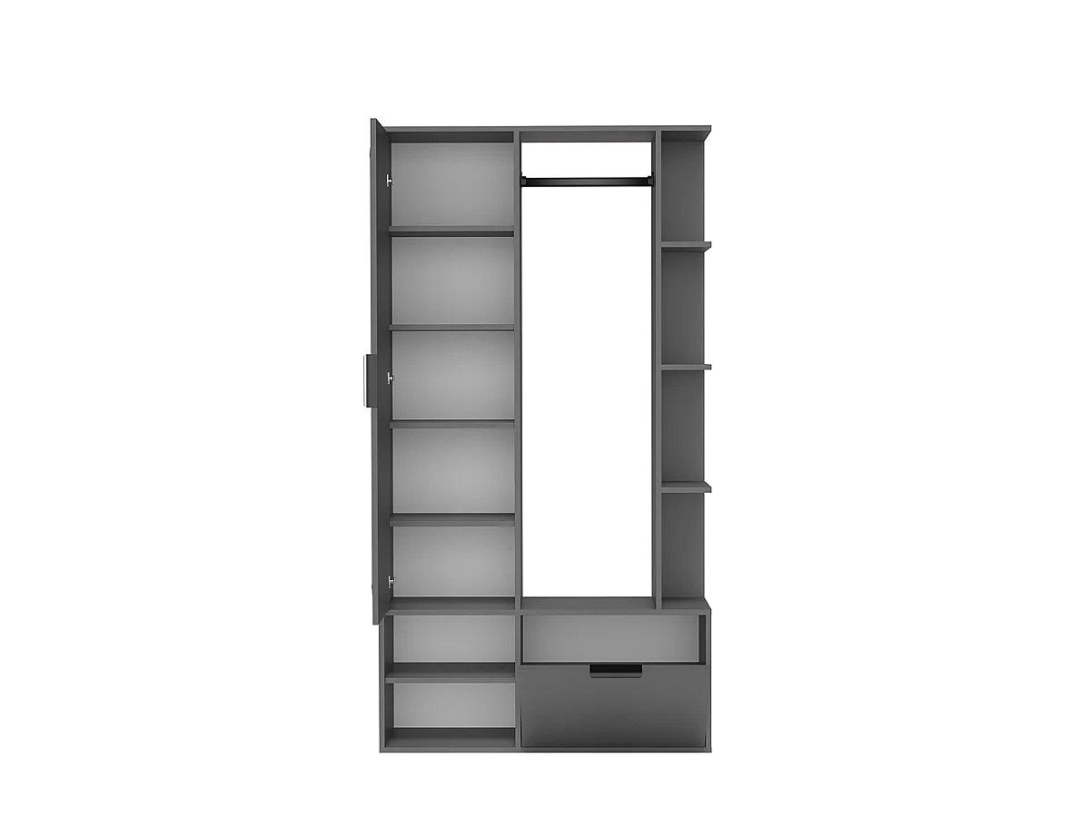 NIVALA Flurgarderobe mit Spiegel und Schuhschrank in Grau