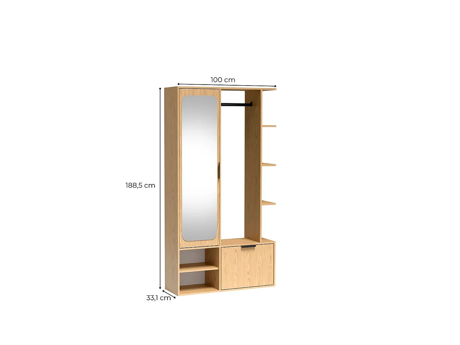 NIVALA Flurgarderobe mit Spiegel und Schuhschrank in Grau