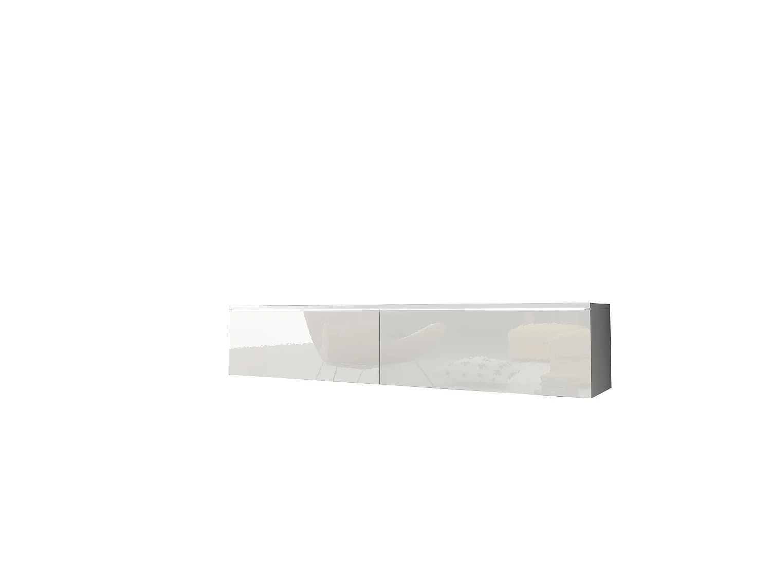 Meuble TV DONNA 140 blanc/blanc brillant