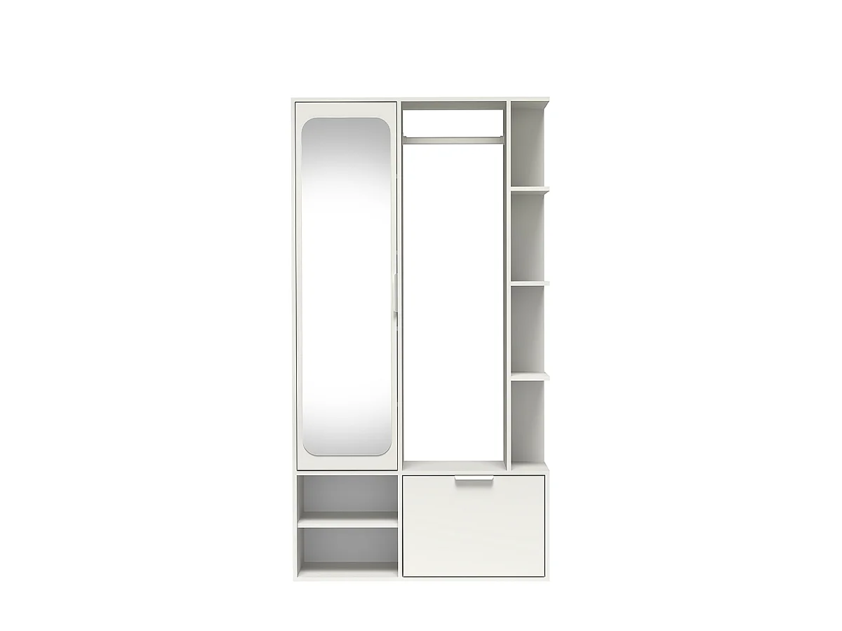 NIVALA Flurgarderobe mit Spiegel und Schuhschrank in Weiß
