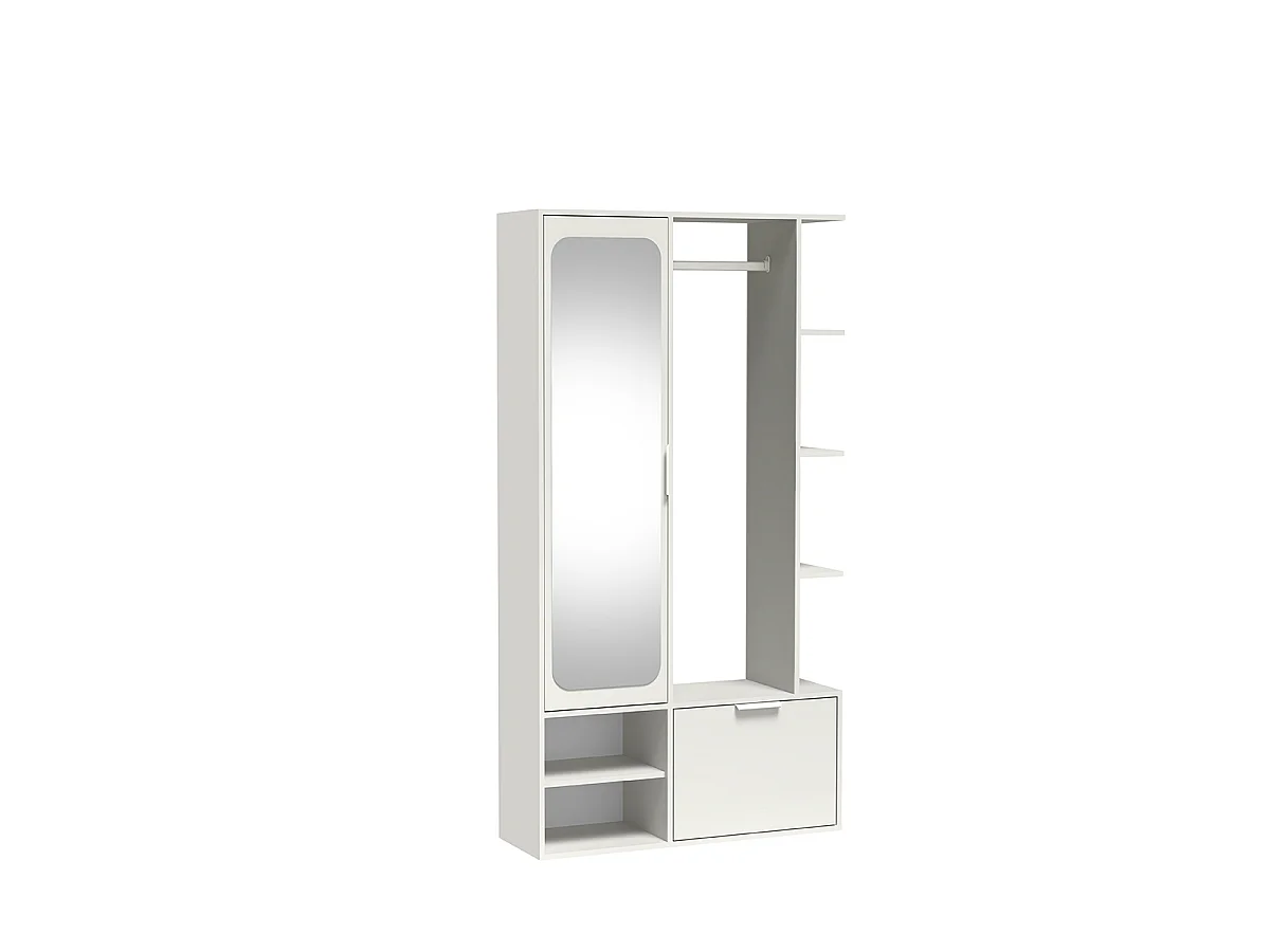 NIVALA Flurgarderobe mit Spiegel und Schuhschrank in Weiß