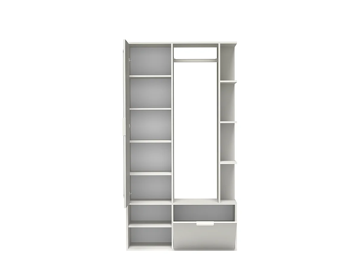 NIVALA Flurgarderobe mit Spiegel und Schuhschrank in Weiß