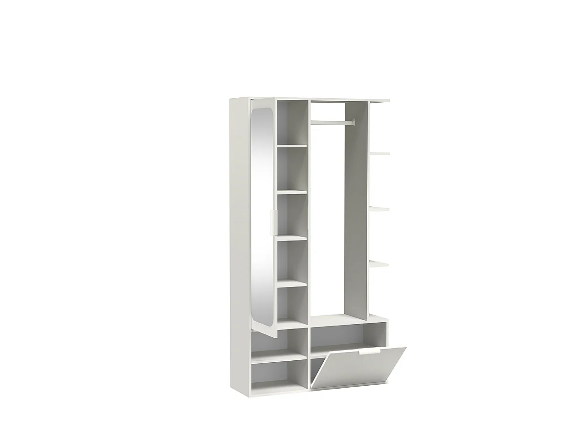 NIVALA Flurgarderobe mit Spiegel und Schuhschrank in Weiß