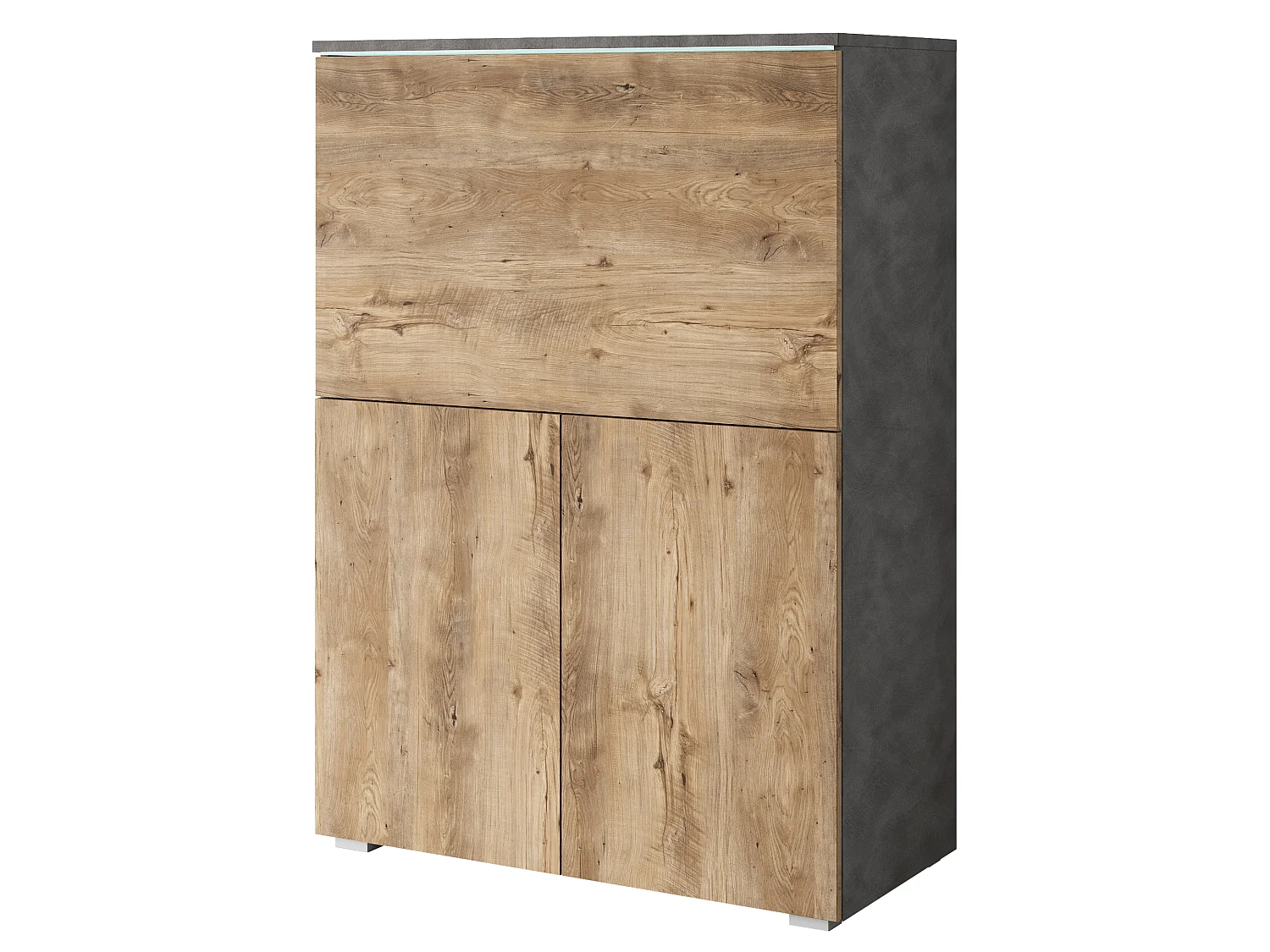 Meuble avec fonction bureau MINIO Go For It VEVE OFFICE 90 avec éclairage LED, Matera / châtaignier Breslau, 1 pièce
