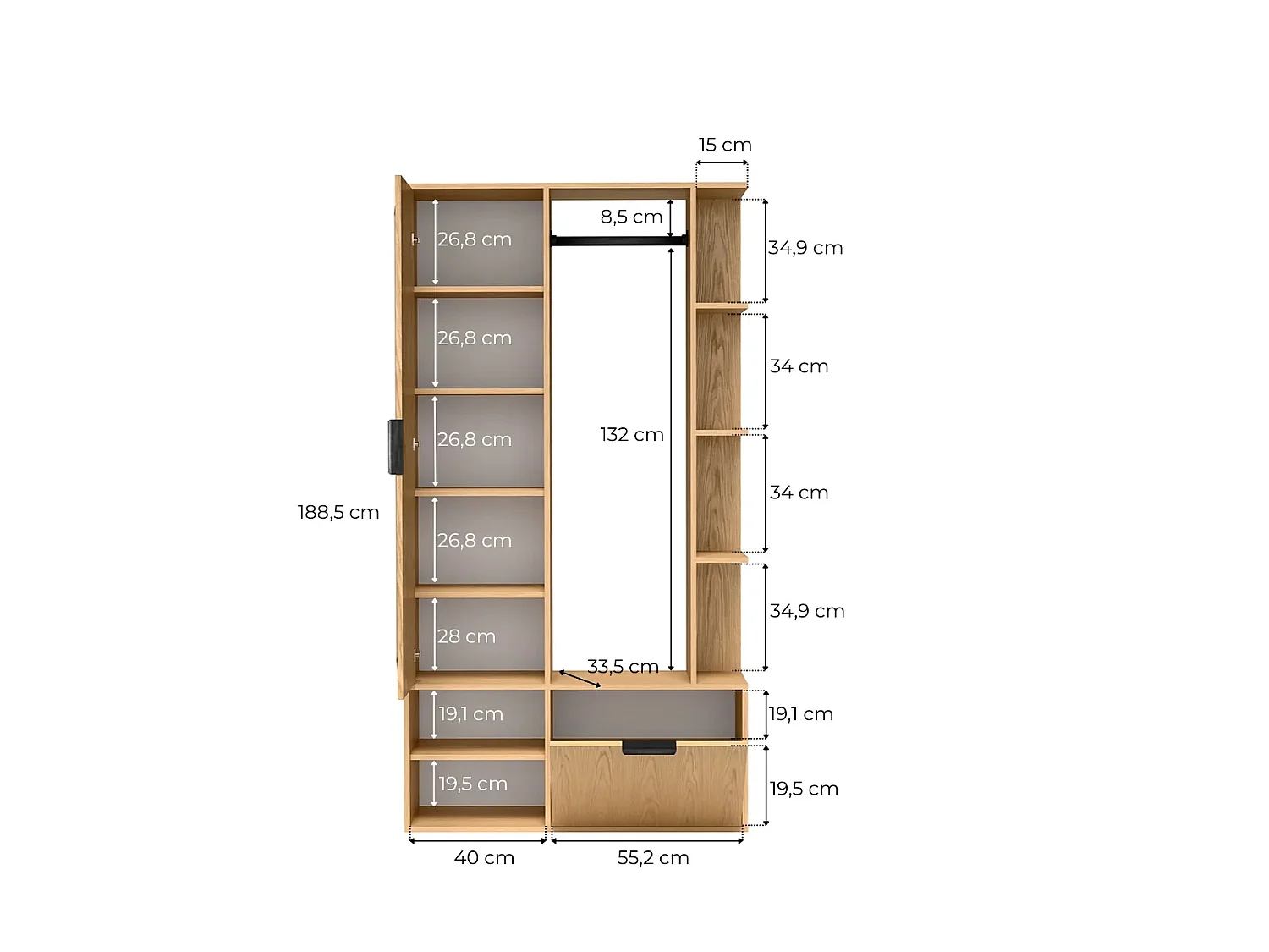 NIVALA Flurgarderobe mit Spiegel und Schuhschrank in der Farbe Kaschmir