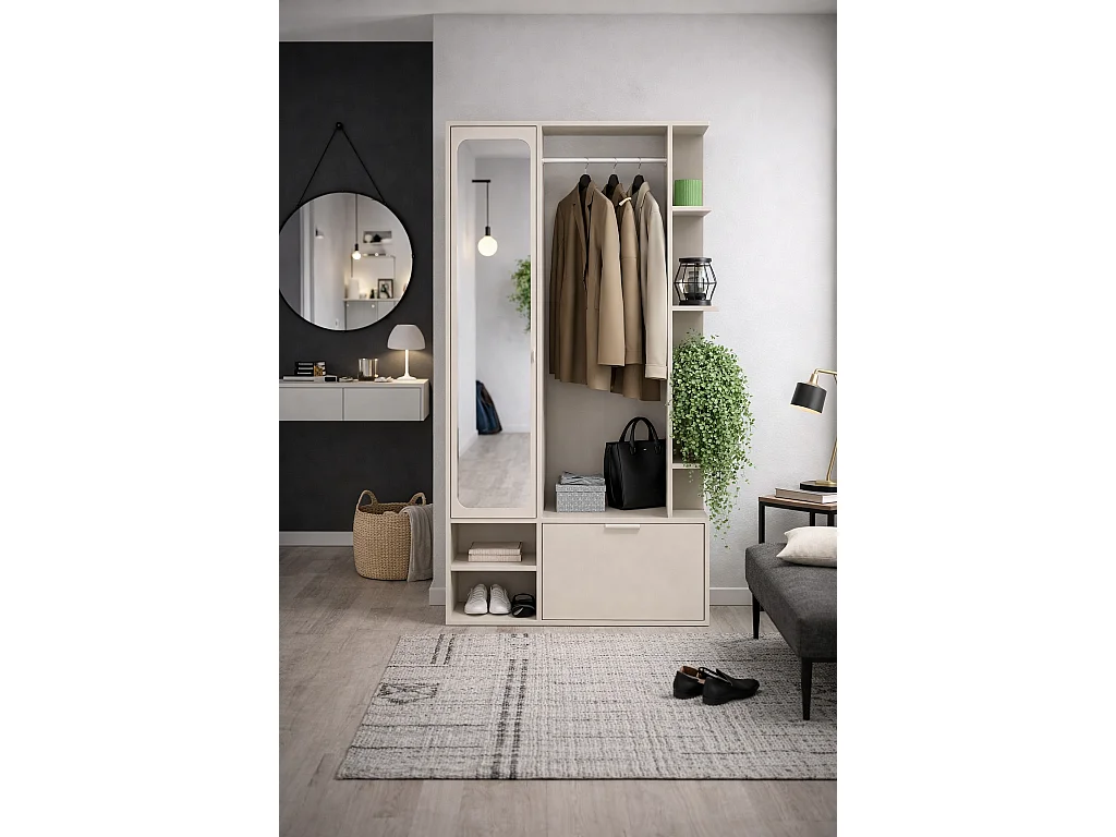 NIVALA Flurgarderobe mit Spiegel und Schuhschrank in der Farbe Kaschmir