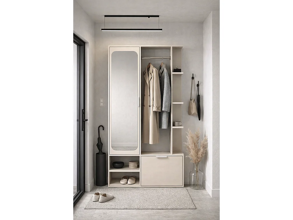 NIVALA Flurgarderobe mit Spiegel und Schuhschrank in der Farbe Kaschmir