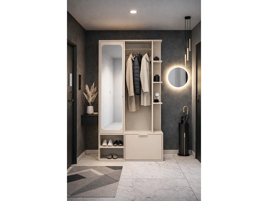 NIVALA Flurgarderobe mit Spiegel und Schuhschrank in der Farbe Kaschmir
