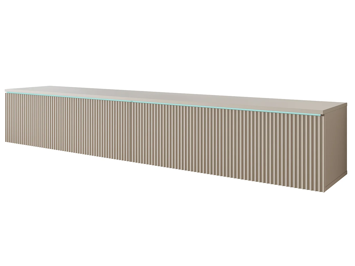 TV-Lowboard DONNA 180 Farbe Kaschmir mit einer MDF-Platte mit halbkreisförmigen vertikalen Rillen mit LED