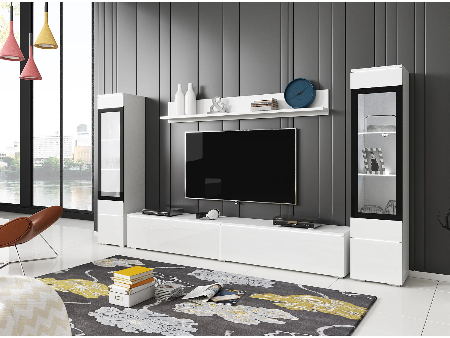 VEVE 2 wandmeubel, wit/glanzend wit