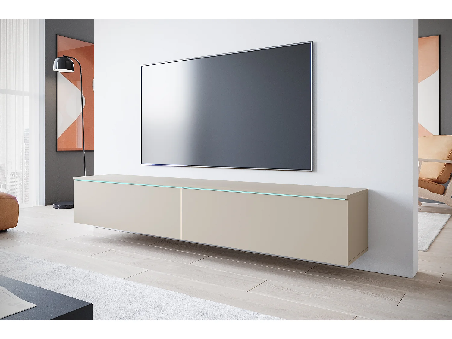 TV-Lowboard DONNA 180 Farbe Kaschmir-Beige mit LED