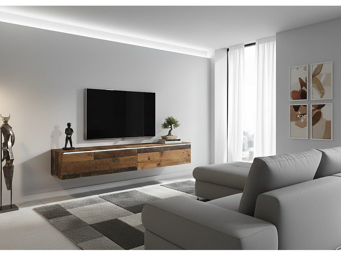 TV-Lowboard DONNA 180 Farbe Altholz mit LED