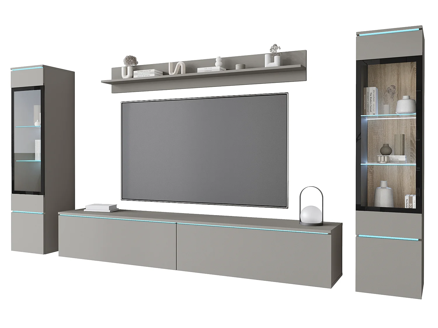 Meuble mural VEVE 2 couleur gris Pallad avec éclairage