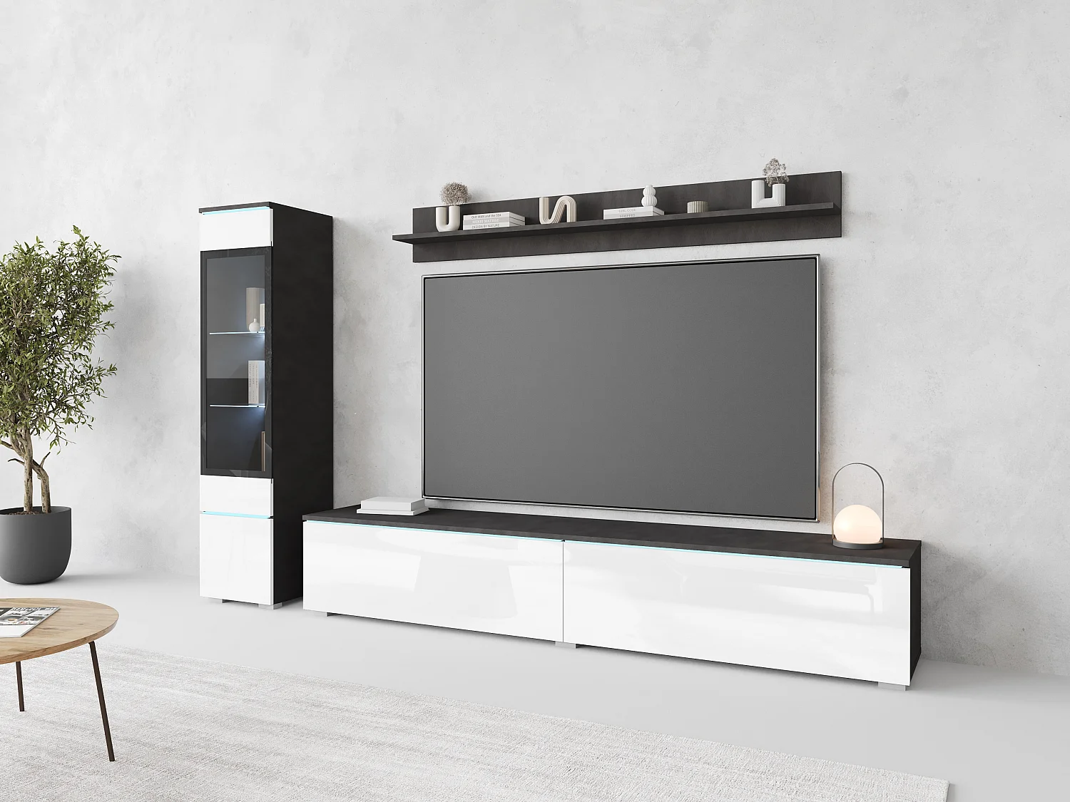 Meuble mural VEVE 1 couleur matera/blanc brillant