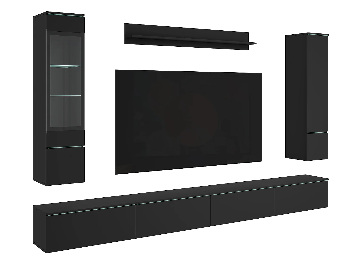 Ensemble mural MINIO go for it VEVE XXL avec éclairage LED, noir, 1 pièce.