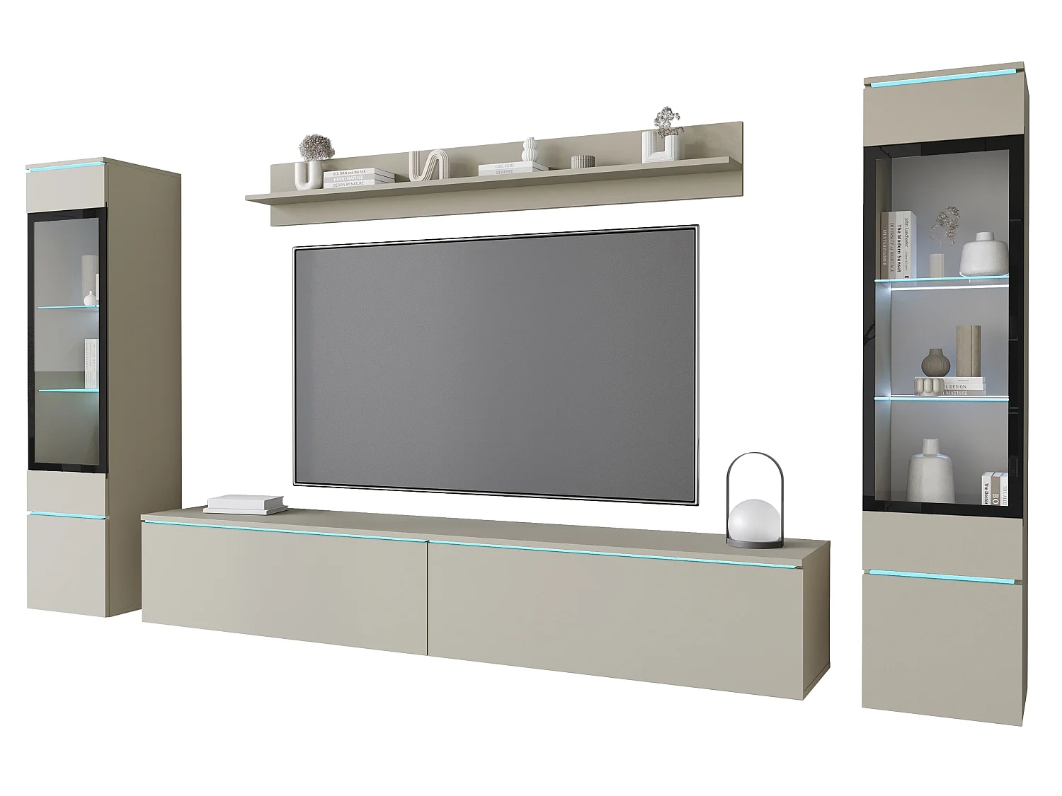 VEVE 2 Wandschrank in Kaschmirbeige mit Beleuchtung