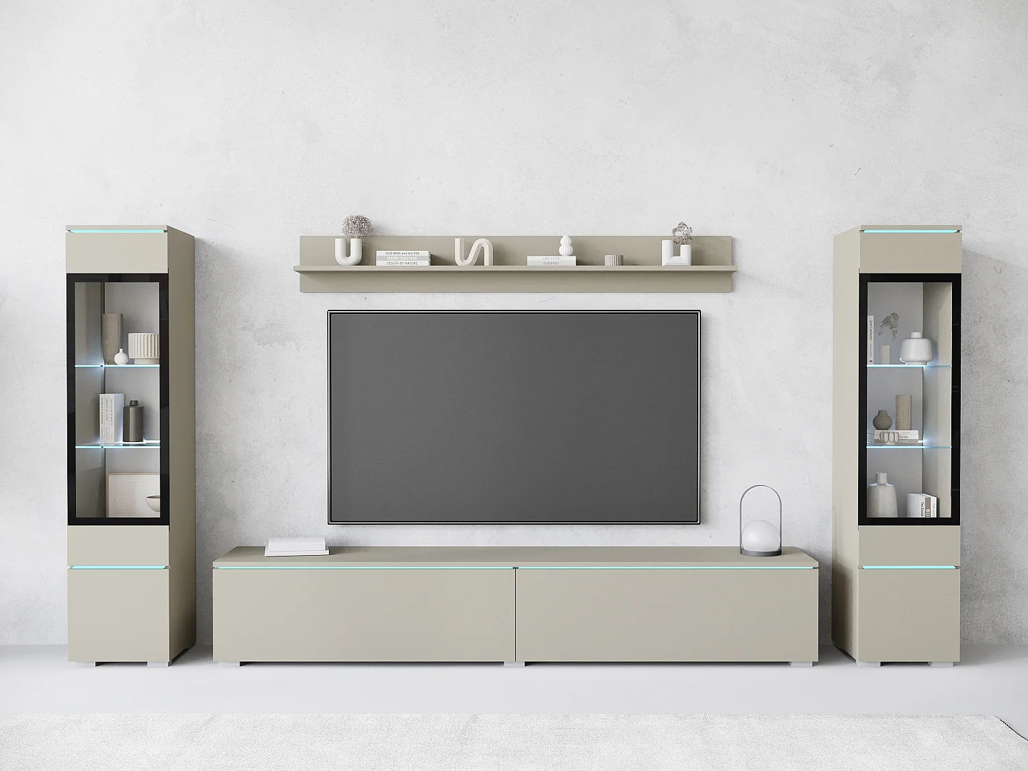 VEVE 2 Wandschrank in Kaschmirbeige mit Beleuchtung