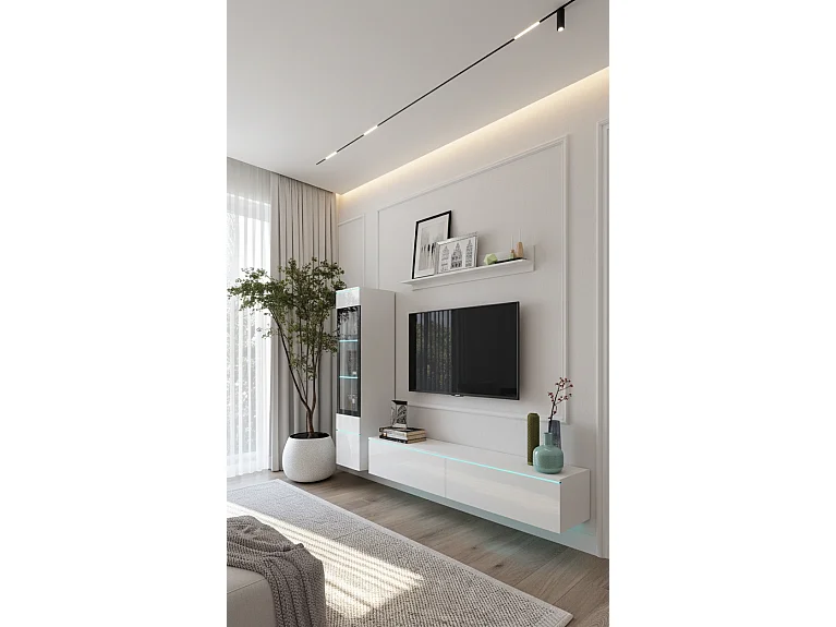 VEVE Wandschrank, 1 Farbe, Weiß/Hochglanzweiß mit Beleuchtung