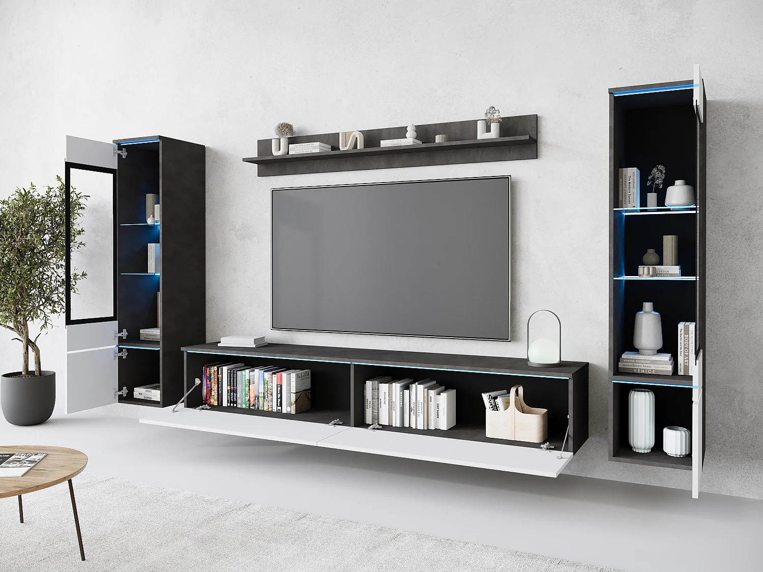 VEVE 2 Wandschrank in mattem/glänzendem Weiß