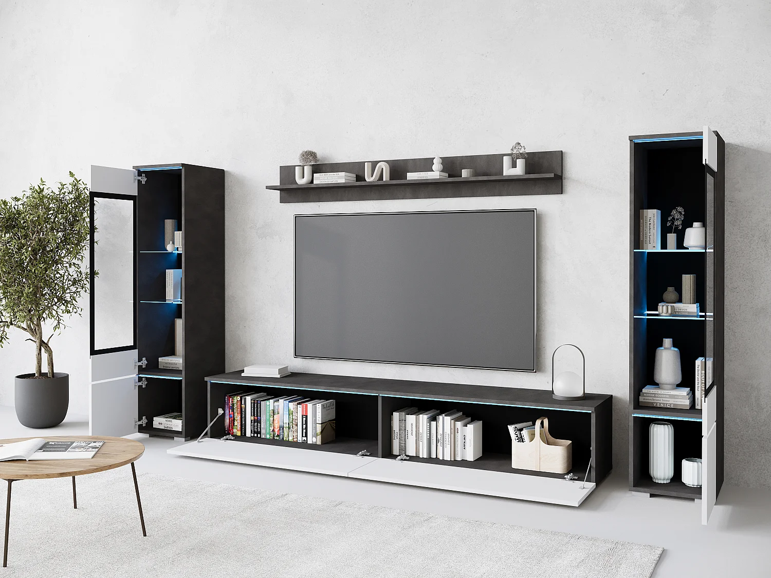 VEVE 2 Wandschrank in mattem/glänzendem Weiß