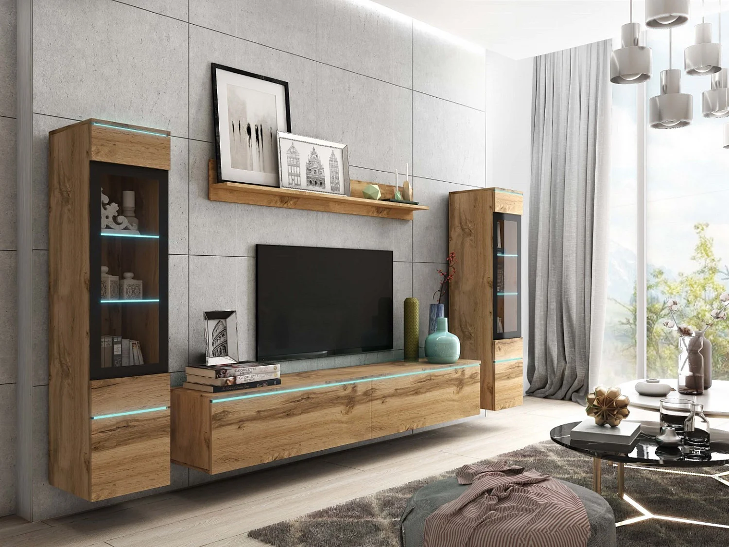 VEVE 2 Wandschrank in der Farbe Wotan Eiche