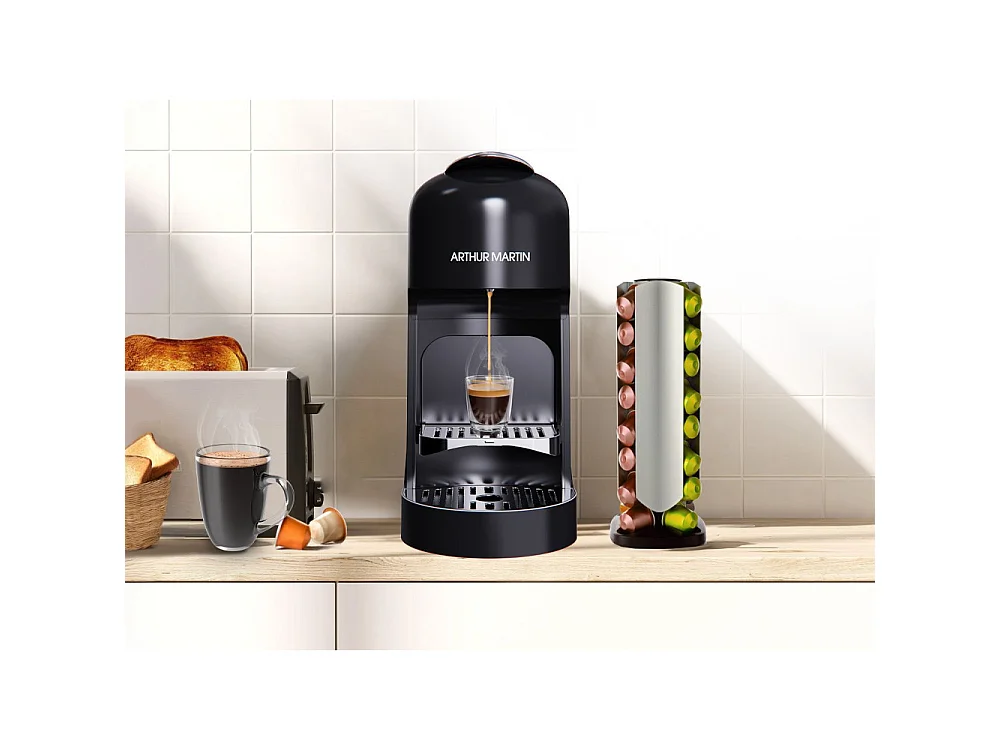Machine a café a capsules - ARTHUR MARTIN - AMN230N - Expresso & Lungo - 1400 W - Noir