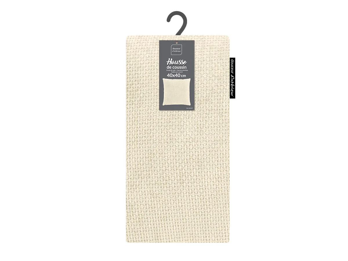 Housse de Coussin en Velours Chenille "Leo" 40x40cm Crème
