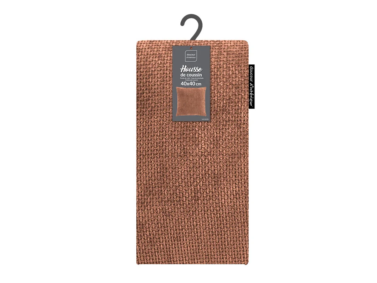 Housse de Coussin en Velours Chenille "Leo" 40x40cm Mocha