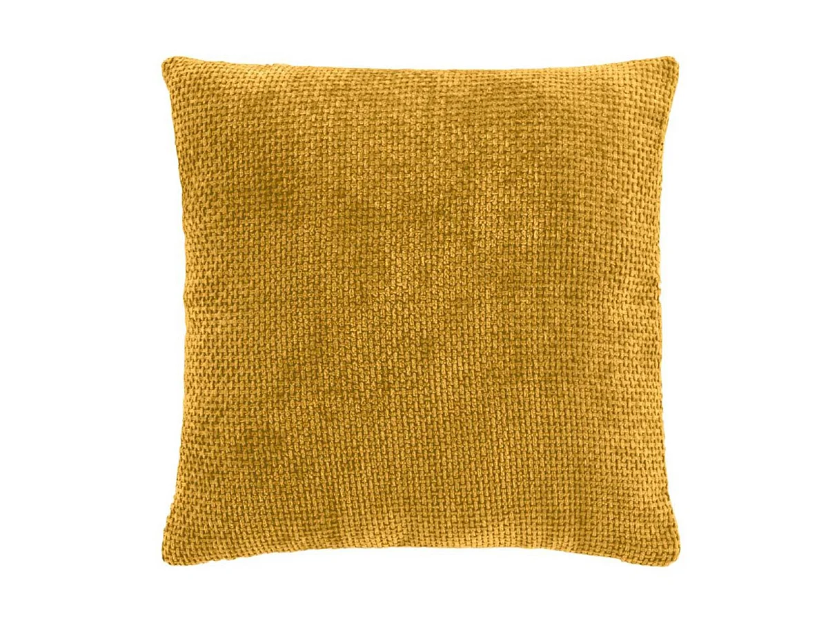 Housse de Coussin en Velours Chenille "Leo" 40x40cm Ocre