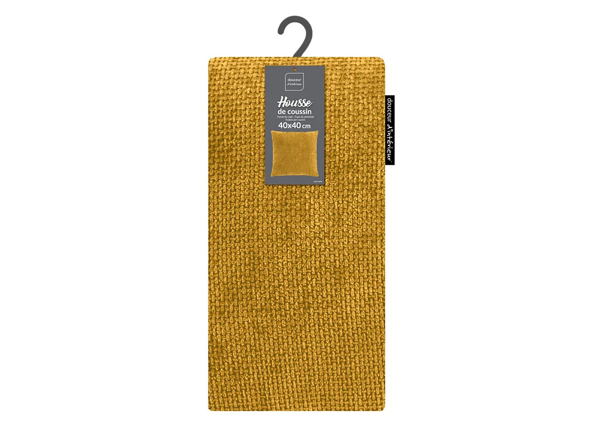 Housse de Coussin en Velours Chenille "Leo" 40x40cm Ocre