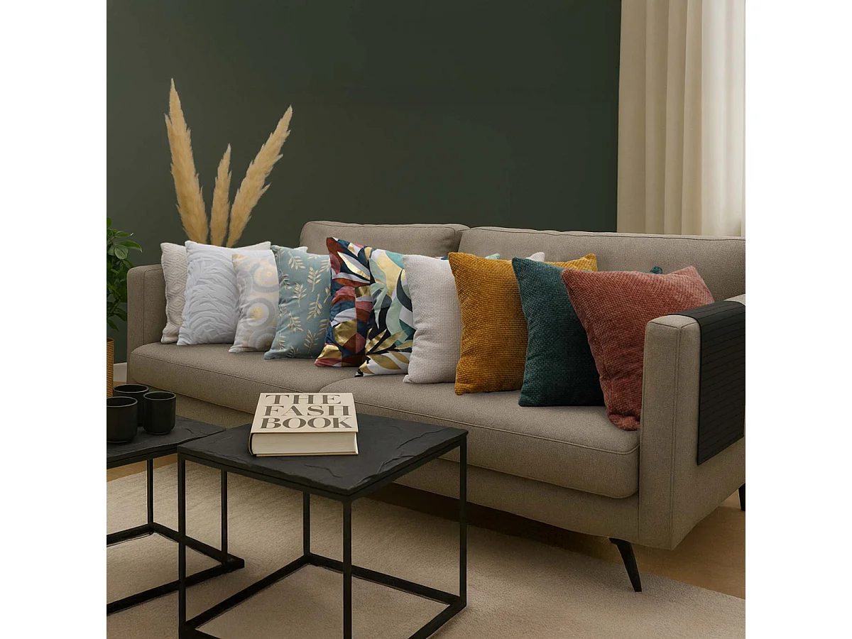 Housse de Coussin en Velours Chenille "Leo" 40x40cm Ocre