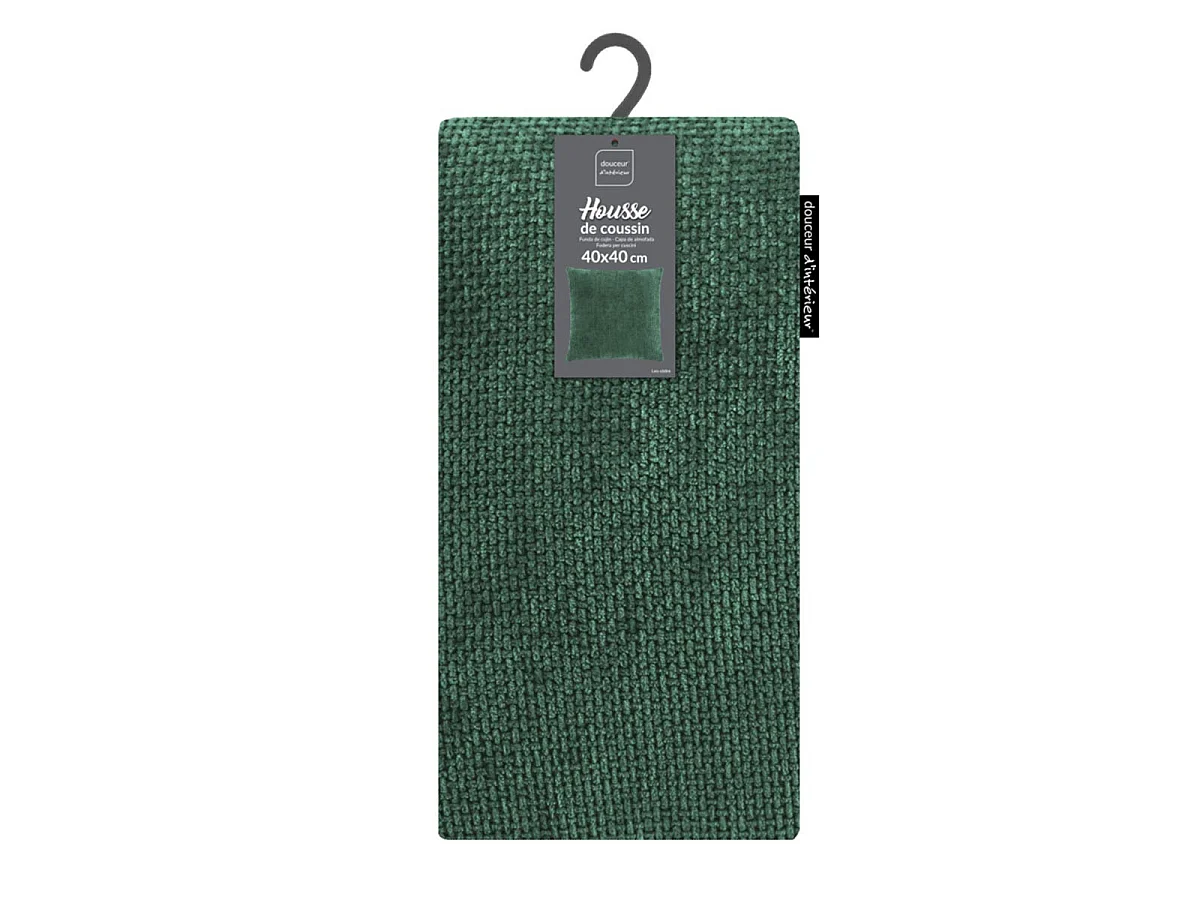 Housse de Coussin en Velours Chenille "Leo" 40x40cm Vert Cèdre