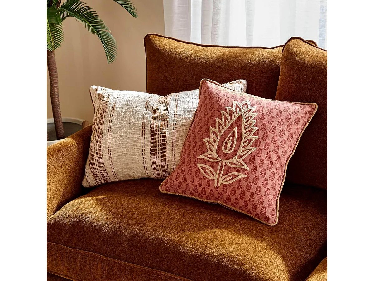 Housse de Coussin "Sienna" 40x40cm Rose Foncé
