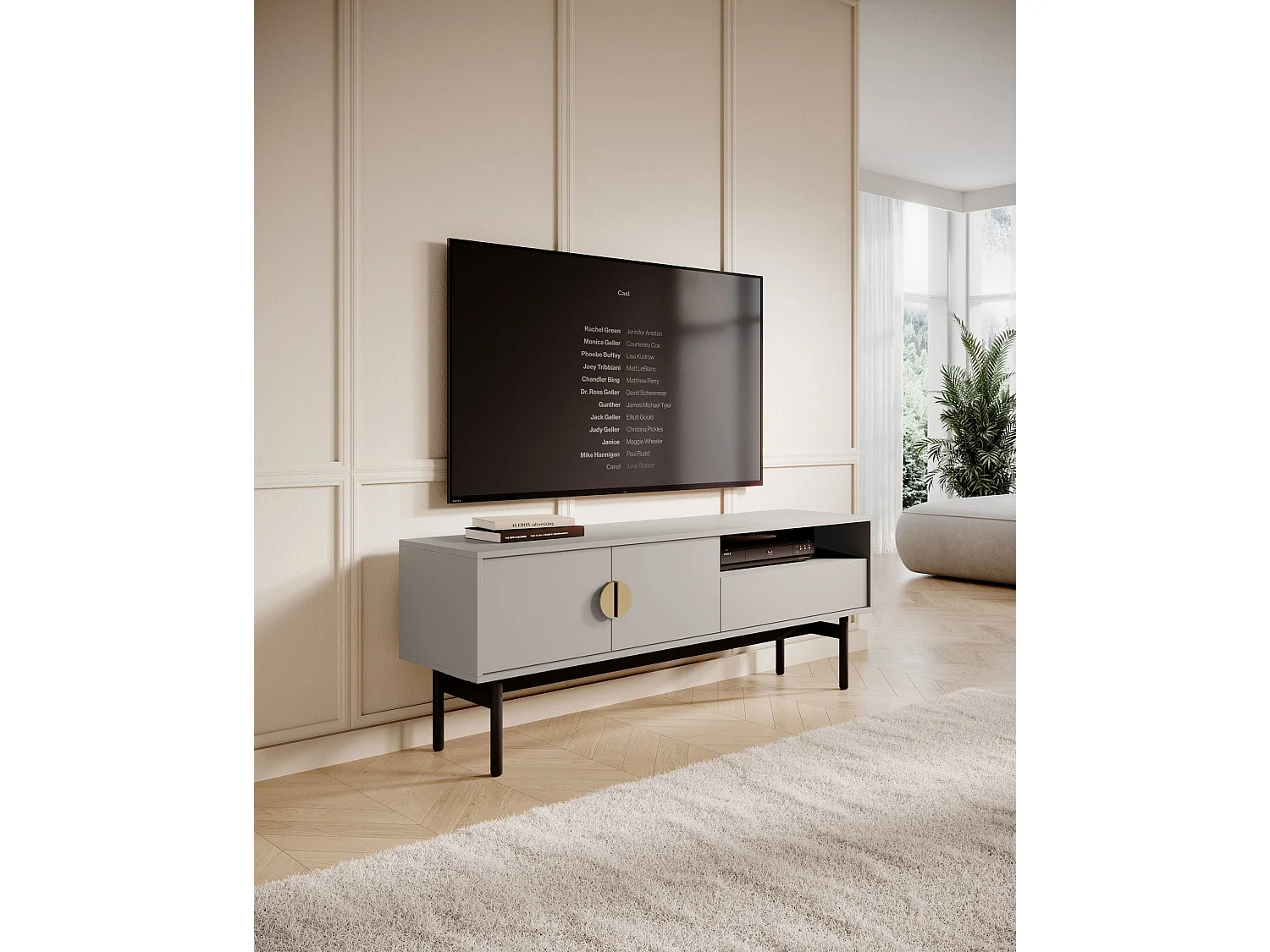 Meuble TV avec 1 tiroir et 1 niche - 154 cm - taupe - STOON II