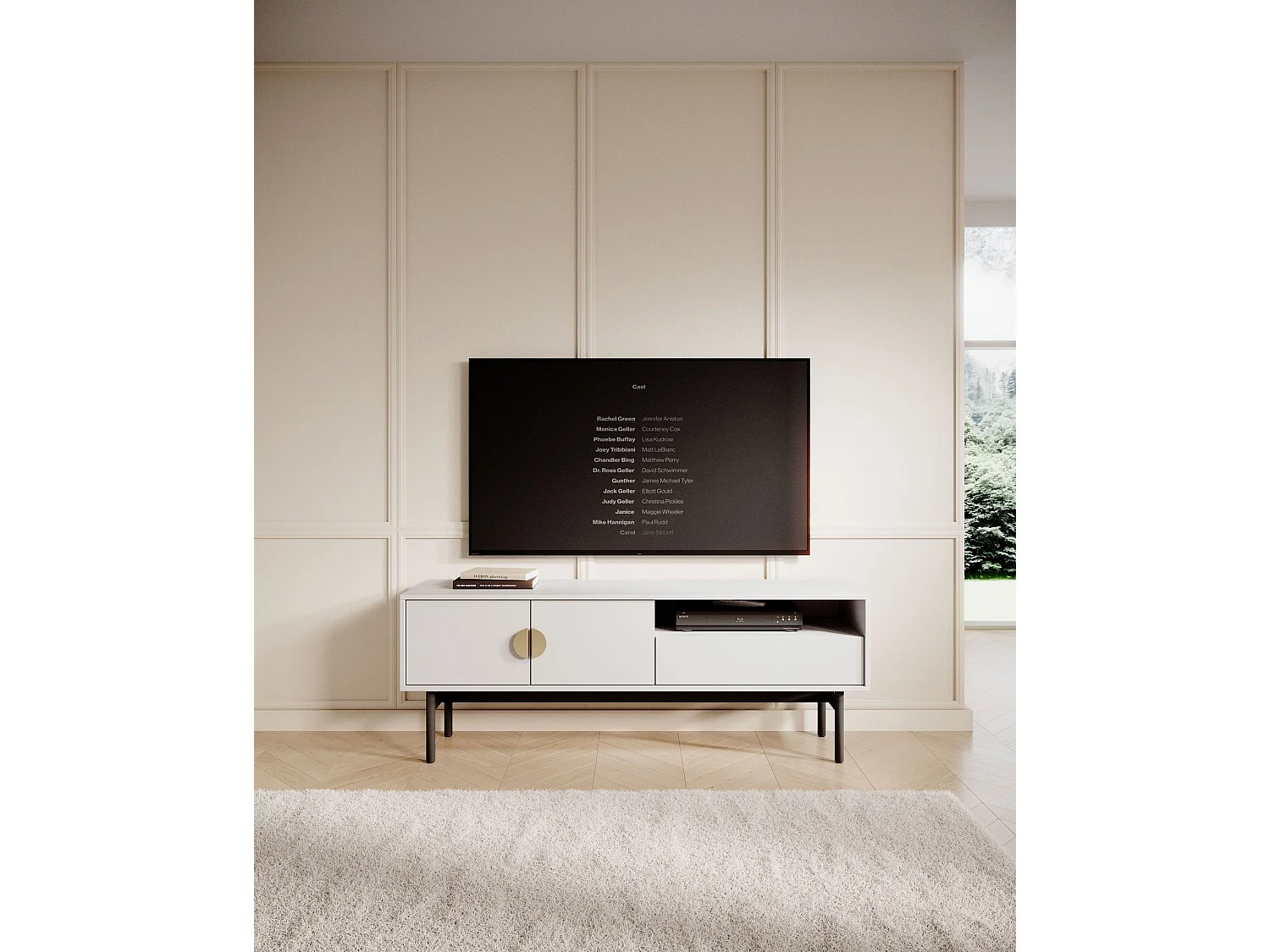 Meuble TV avec 1 tiroir et 1 niche - 154 cm - blanc - STOON II