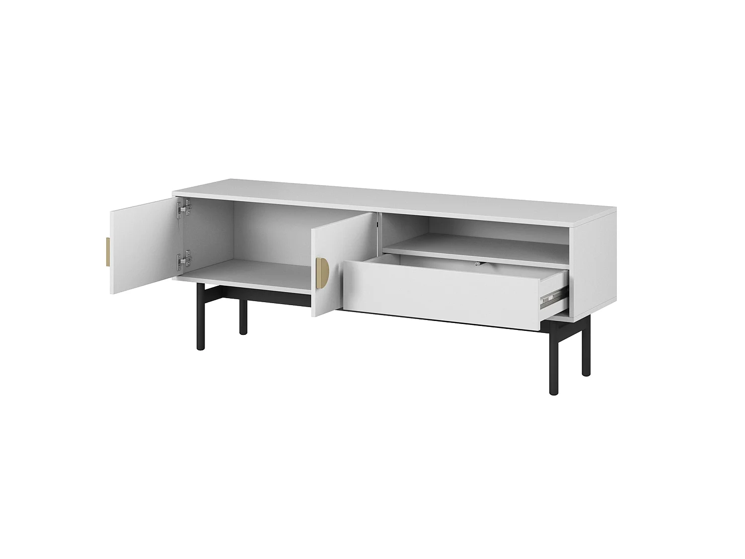 Meuble TV avec 1 tiroir et 1 niche - 154 cm - blanc - STOON II