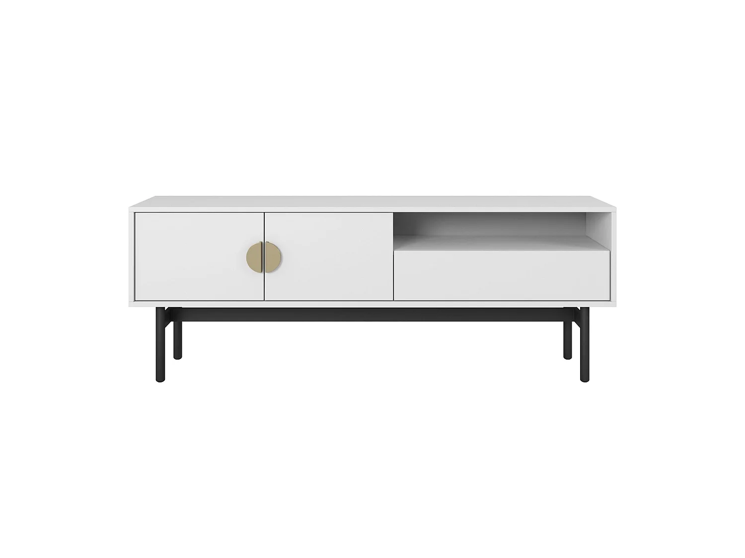 Meuble TV avec 1 tiroir et 1 niche - 154 cm - blanc - STOON II