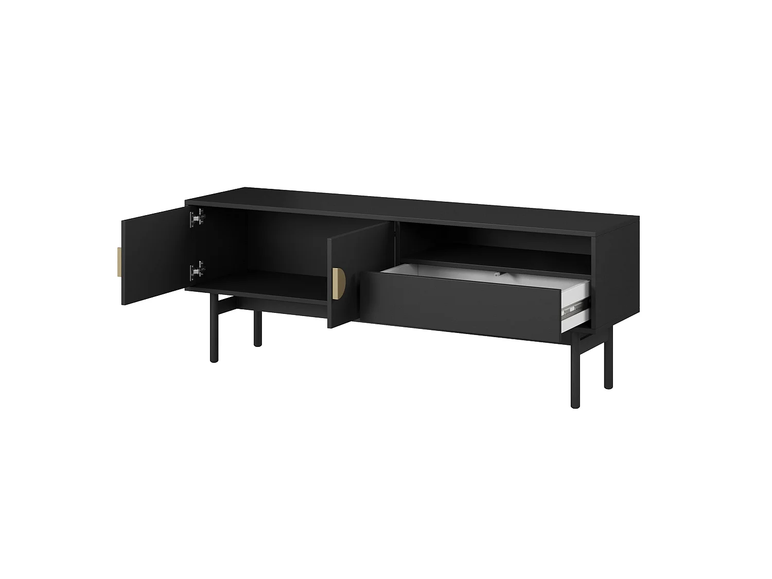 Meuble TV avec 1 tiroir et 1 niche - 154 cm - noir - STOON II