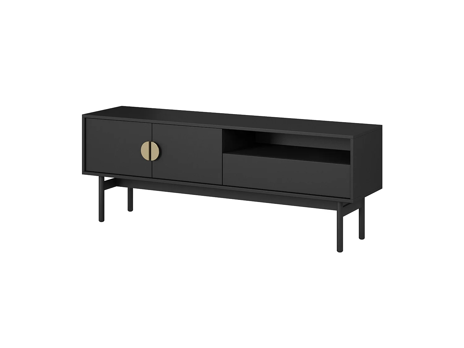 Meuble TV avec 1 tiroir et 1 niche - 154 cm - noir - STOON II