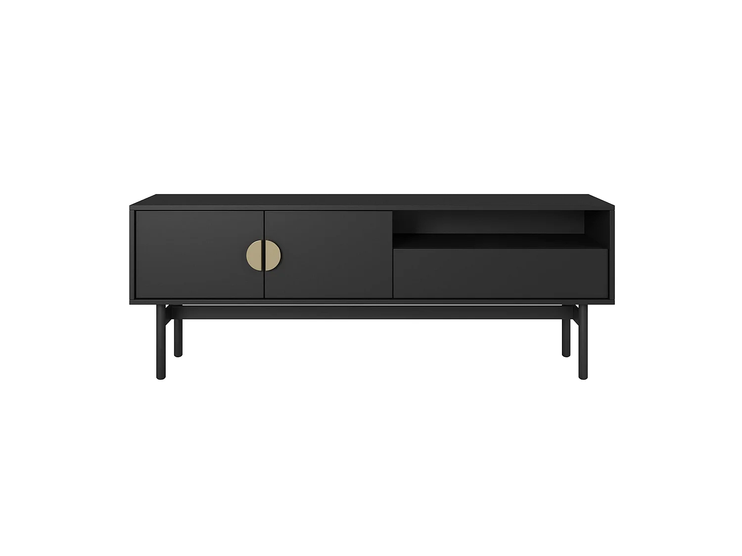 Meuble TV avec 1 tiroir et 1 niche - 154 cm - noir - STOON II